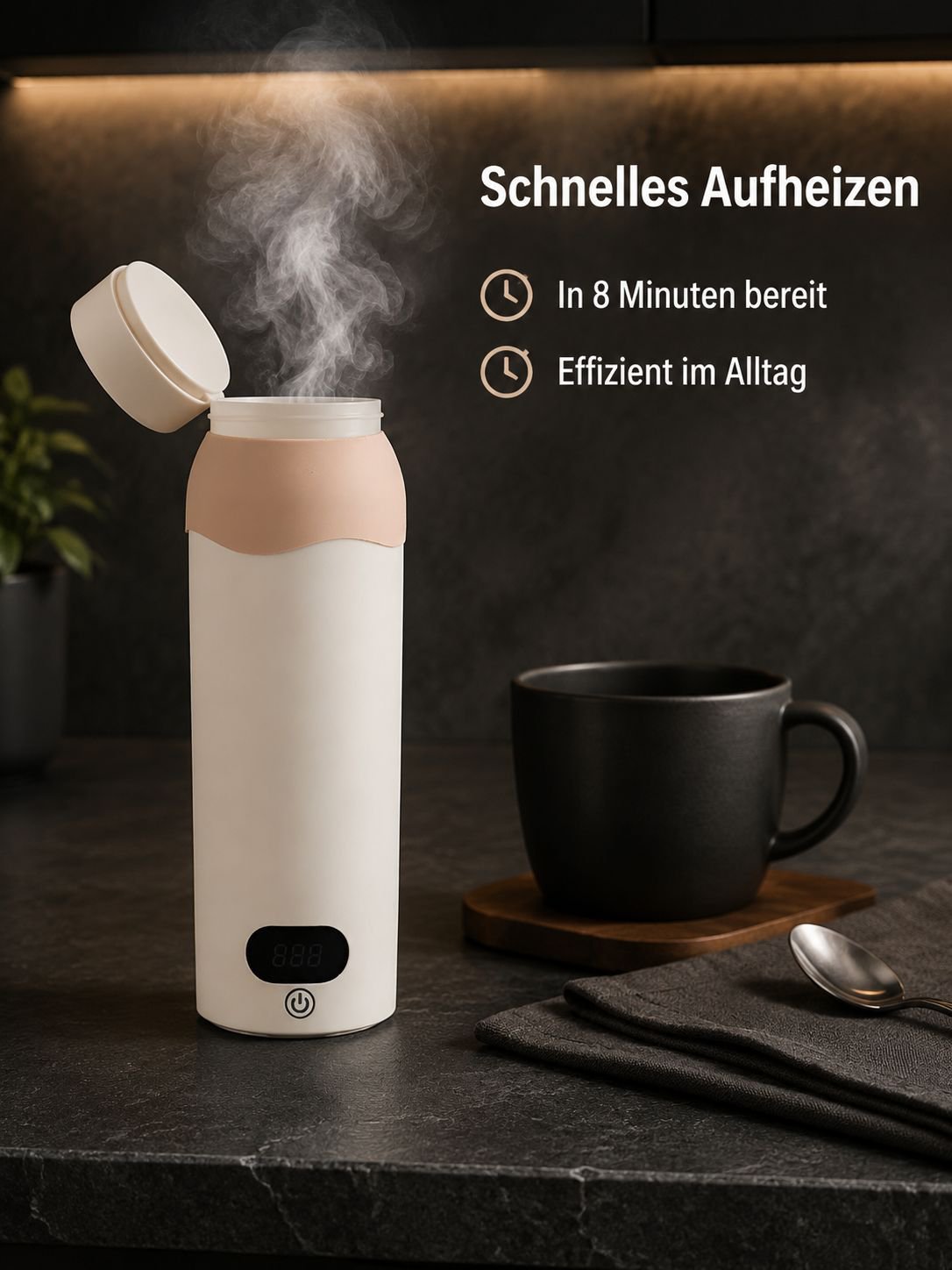 Kompakter Wasserkocher für Reisen und Büro