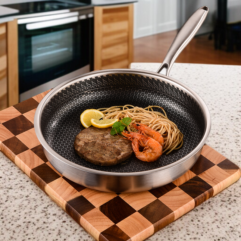 304 Stainless Steel Honeycomb Non-Stick Cookware Set with Lid for Kitchen Use
