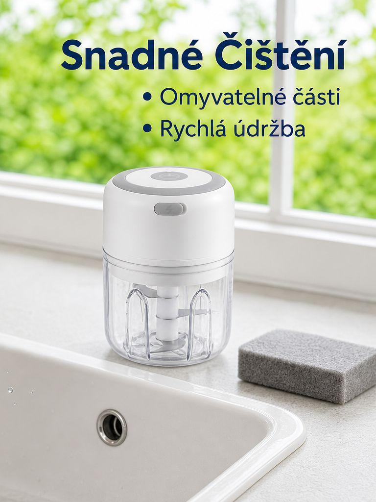 Malý bezdrátový elektrický drtič česneku pro domácnost