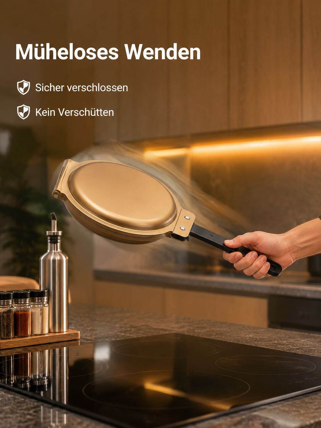 Doppelseitige, faltbare Bratpfanne, multifunktionale Frühstückspfanne mit wenig Ölqualm