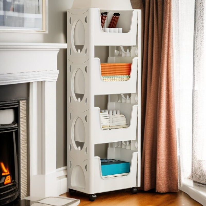 Movable Multi-Purpose Clear Storage Cart for Home, Dorm, Office, Space Saving