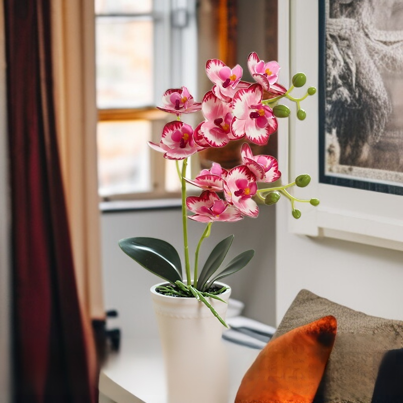 精緻仿真蝴蝶蘭花盆景細節展示