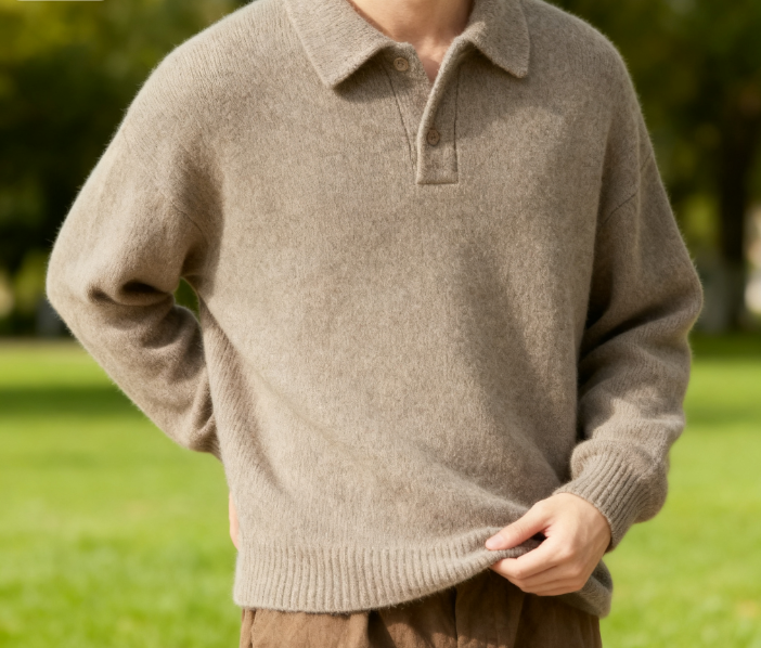  세련된 한국풍 카키 니트