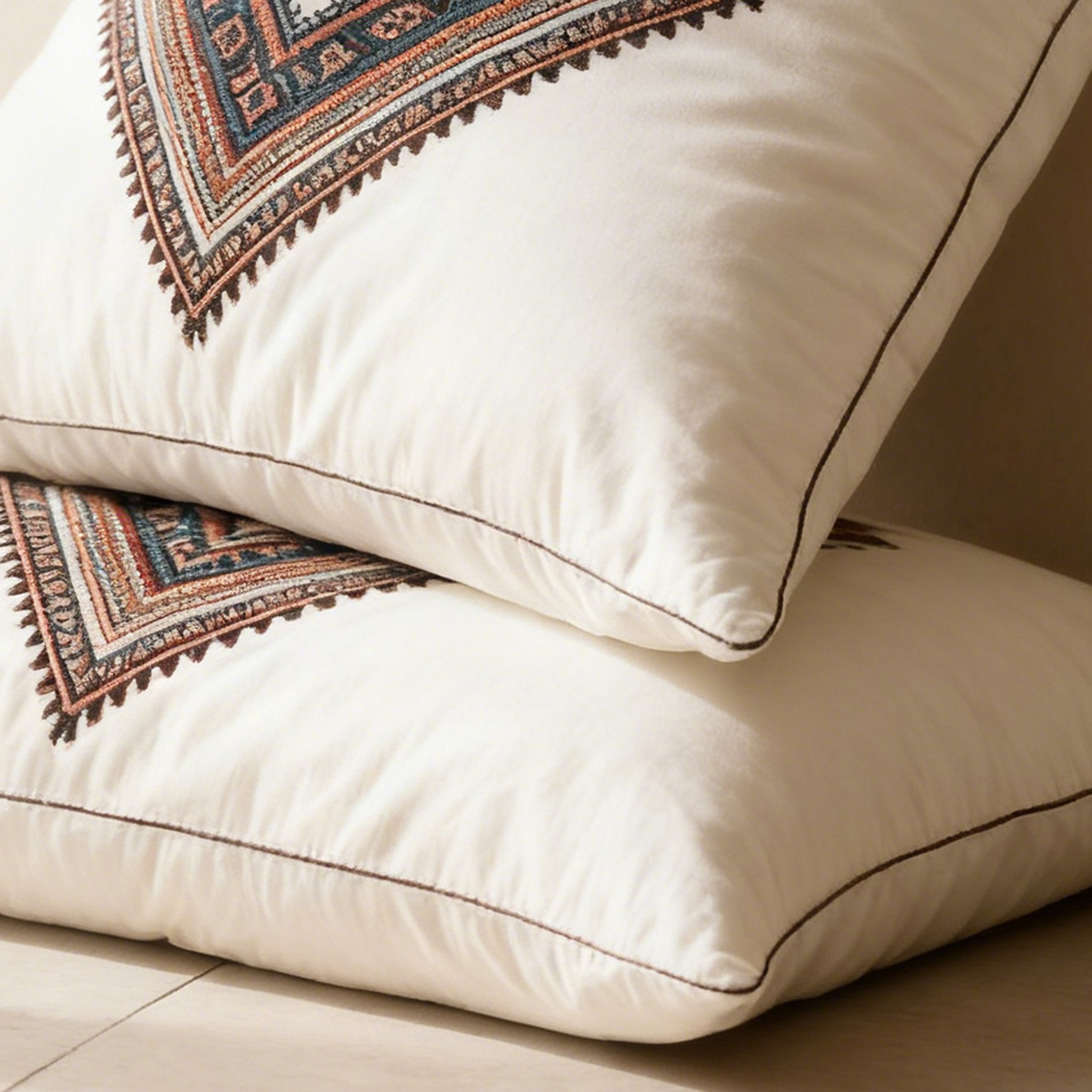 หมอนผ้าฝ้ายลายปักดีไซน์สวยงาม