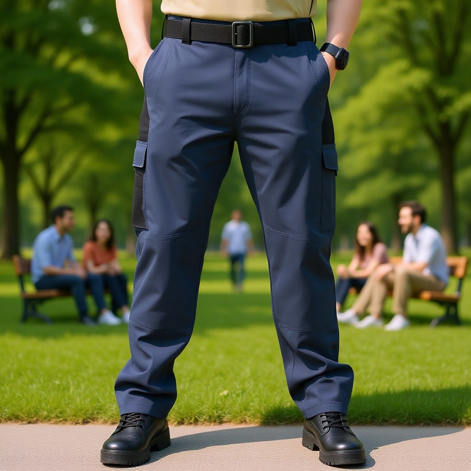 男性用多機能ポケット付き耐久性パンツ　ゆったり通気性ミリタリーパンツ