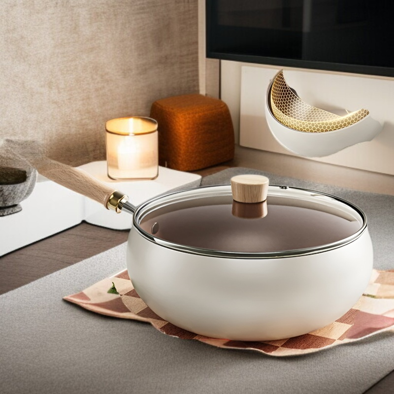 새로운 가정용 작은 철냄비 크리스털냄비 미니 작은 끈적임 큰 배 볶음냄비 여자 좋은 도우미 티타늄 크리스털 작은 철냄비