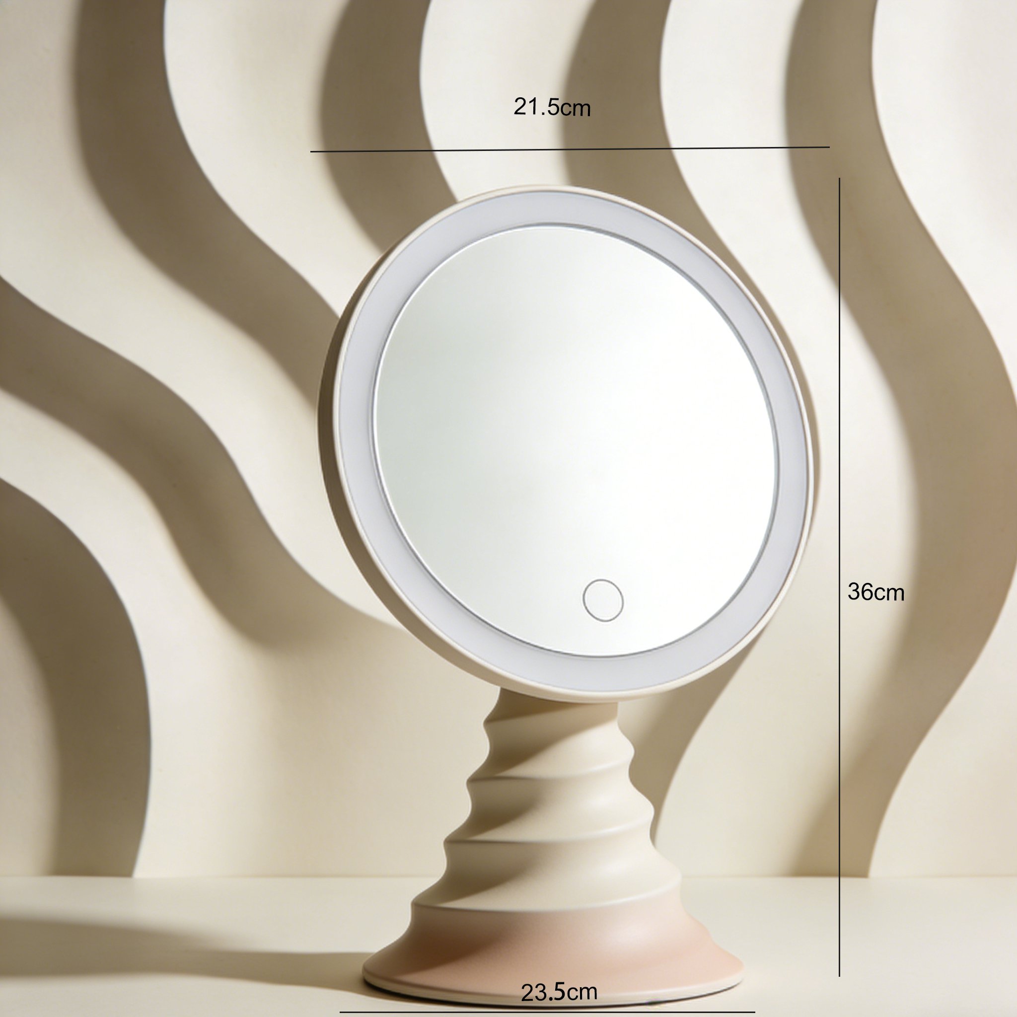 卓上に置いたLEDライト付き化粧鏡