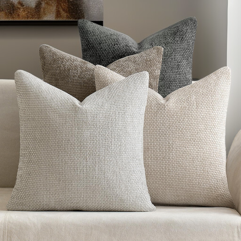 柔軟舒適粗針雪尼爾抱枕套細節