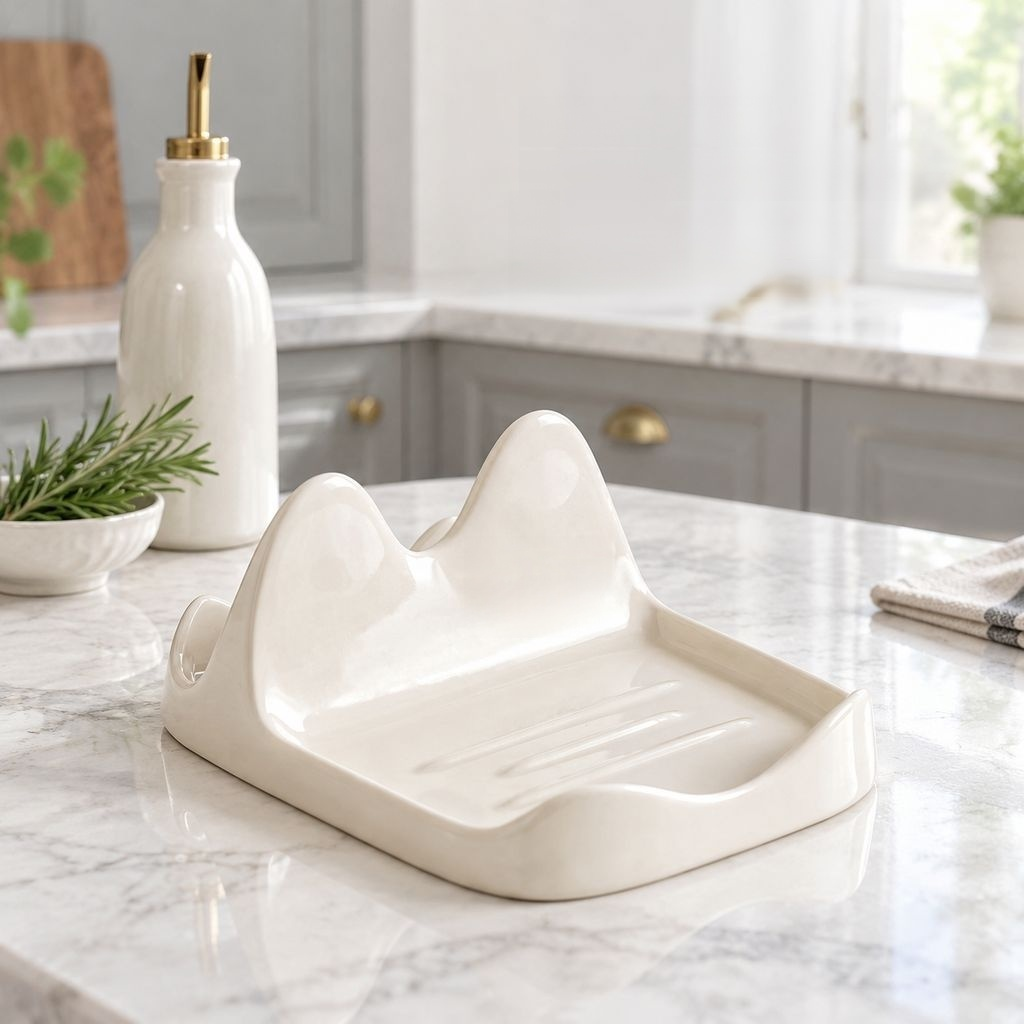 Ceramic Pot Lid & Cutting Board Rack Kitchen Countertop Spoon Rest Organizer