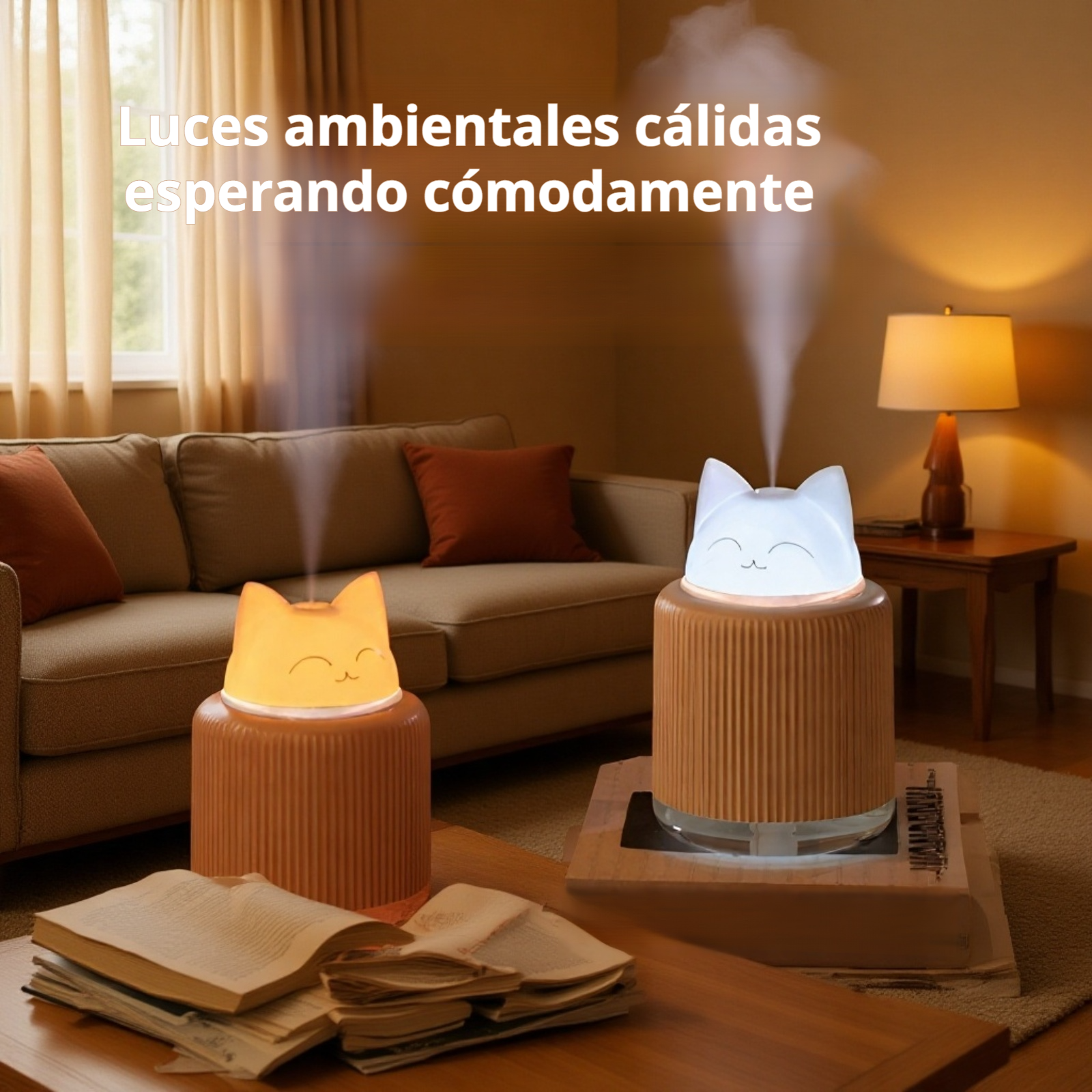 Humidificador portátil mejorando la calidad del aire
