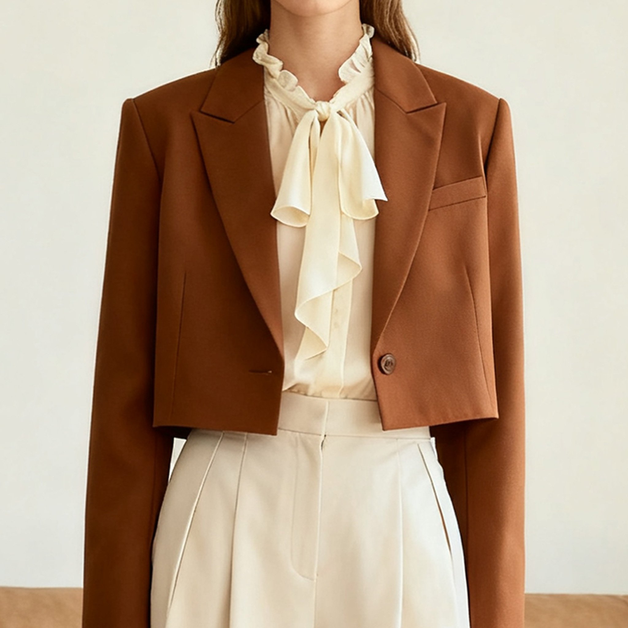  미니멀 울 숏 블레이저