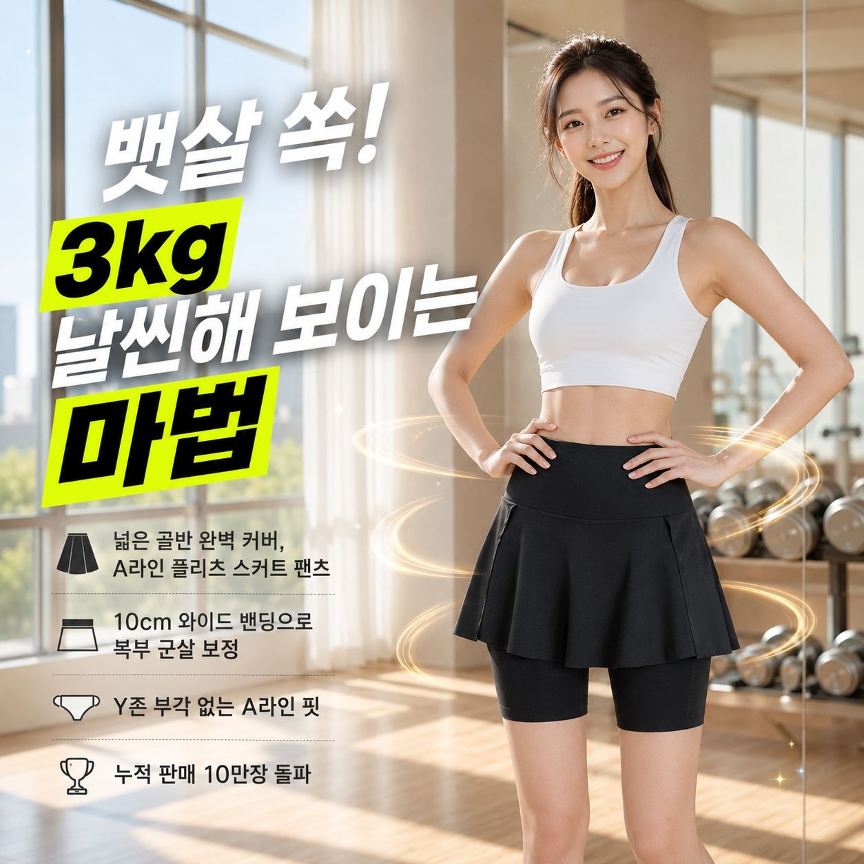고탄력 요가 스커트팬츠