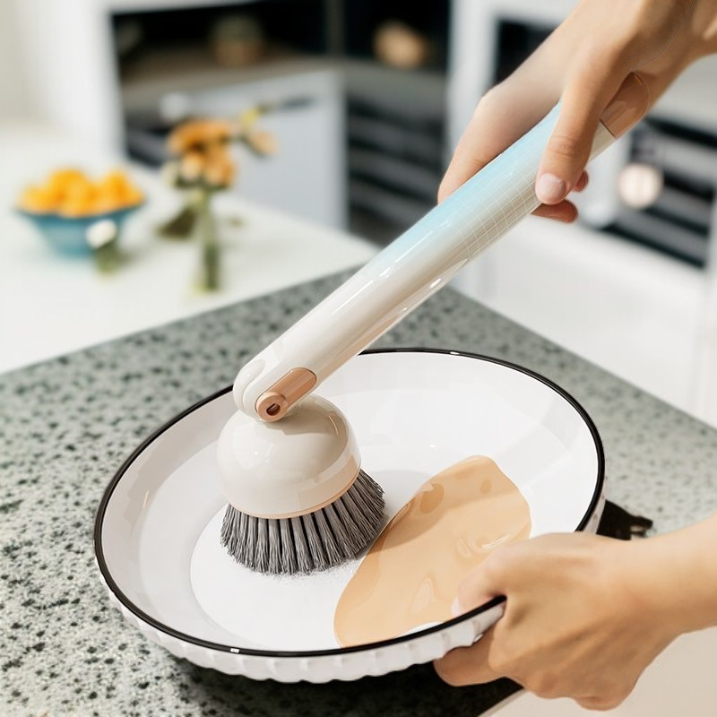 가정용 주방 냄비 세척 브러쉬 스크럽 오일 제거 청소 브러쉬 긴 손잡이 브러쉬