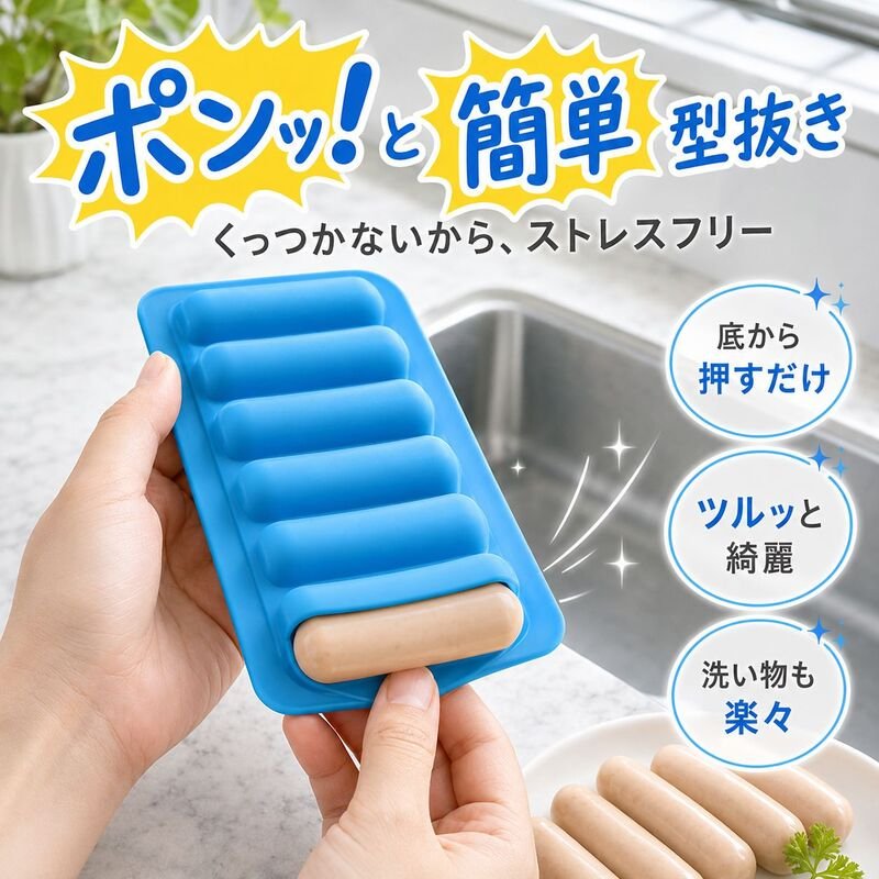 ホットドッグ型シリコン製ベーキングソーセージボックス型