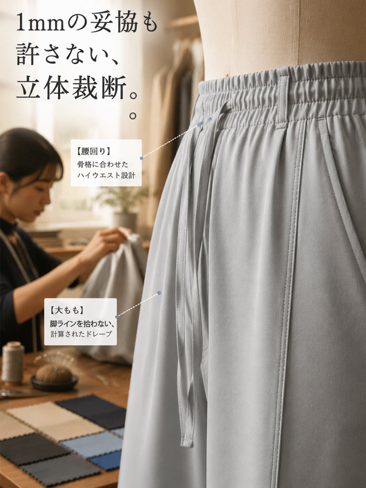 Monolly 3D美シルエットパンツ | 汗ジミ・ムレ・紫外線を1本で撃退