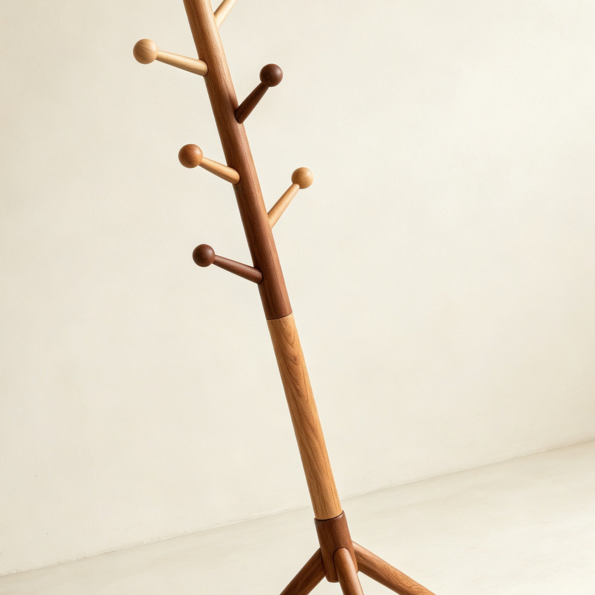 Solid wood floor coat rack
