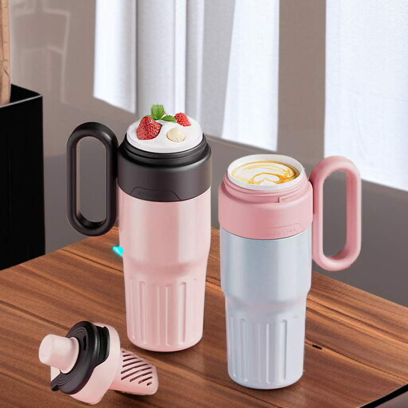 대용량 더블 진공 텀블러 학생 휴대용 비주얼 플라워 티컵 보냉 아이스컵 마카롱 빨대 물컵