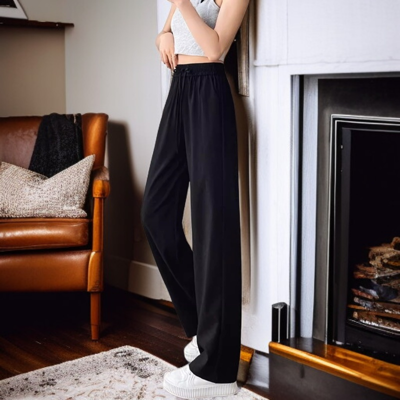 レディース テンセル コットンリネン ルーズストレートレッグパンツ