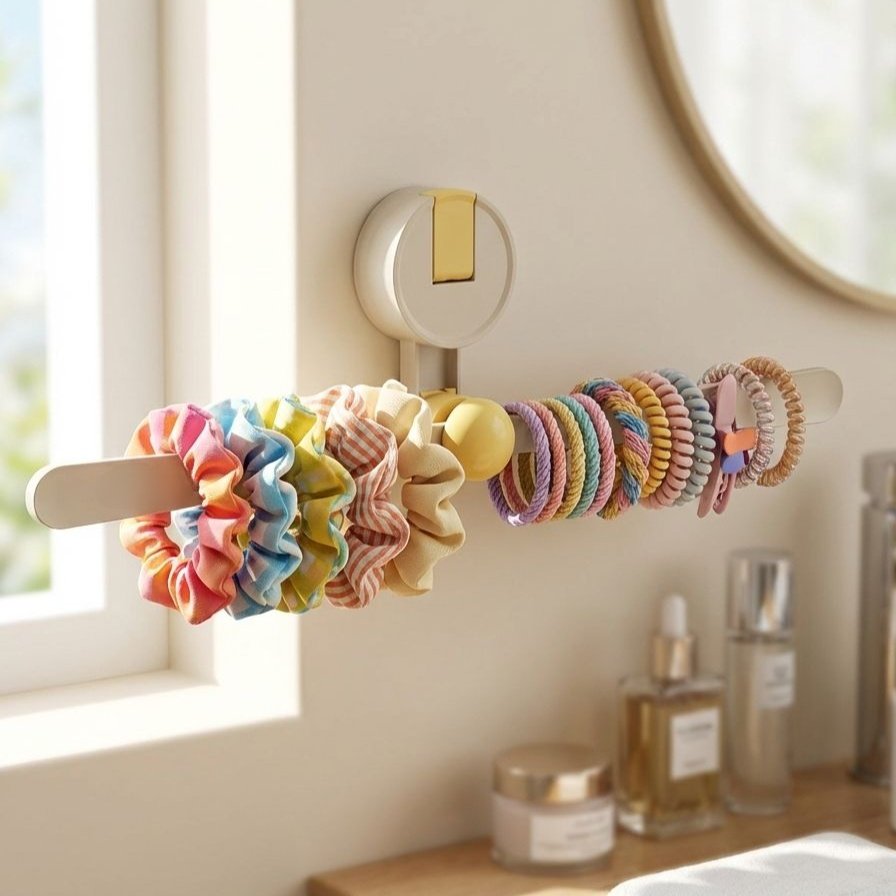 Sturdy suction cup clothes rack holding multiple garments