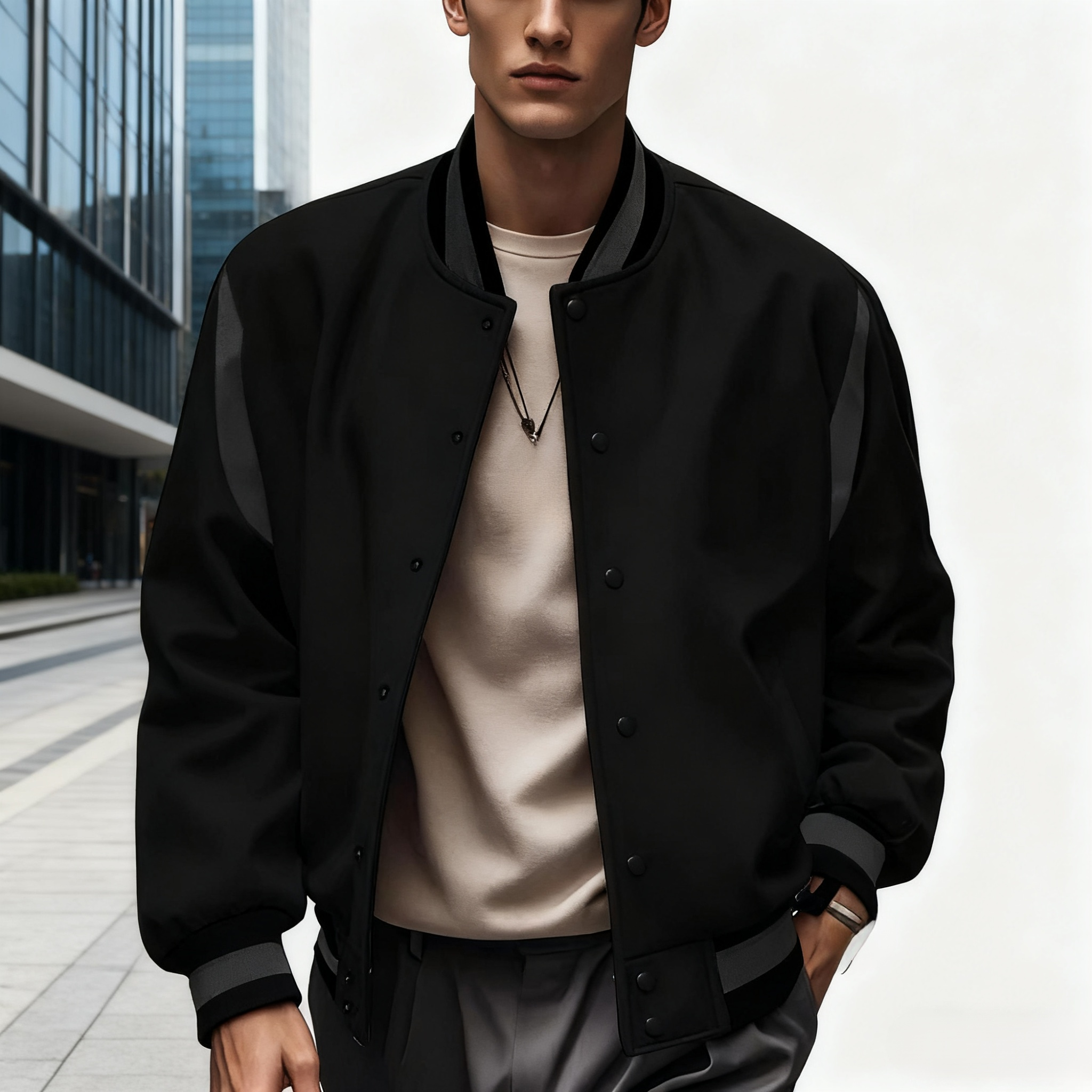 Pullover-Strickjacke Baseball-Jersey mit Knopfleiste