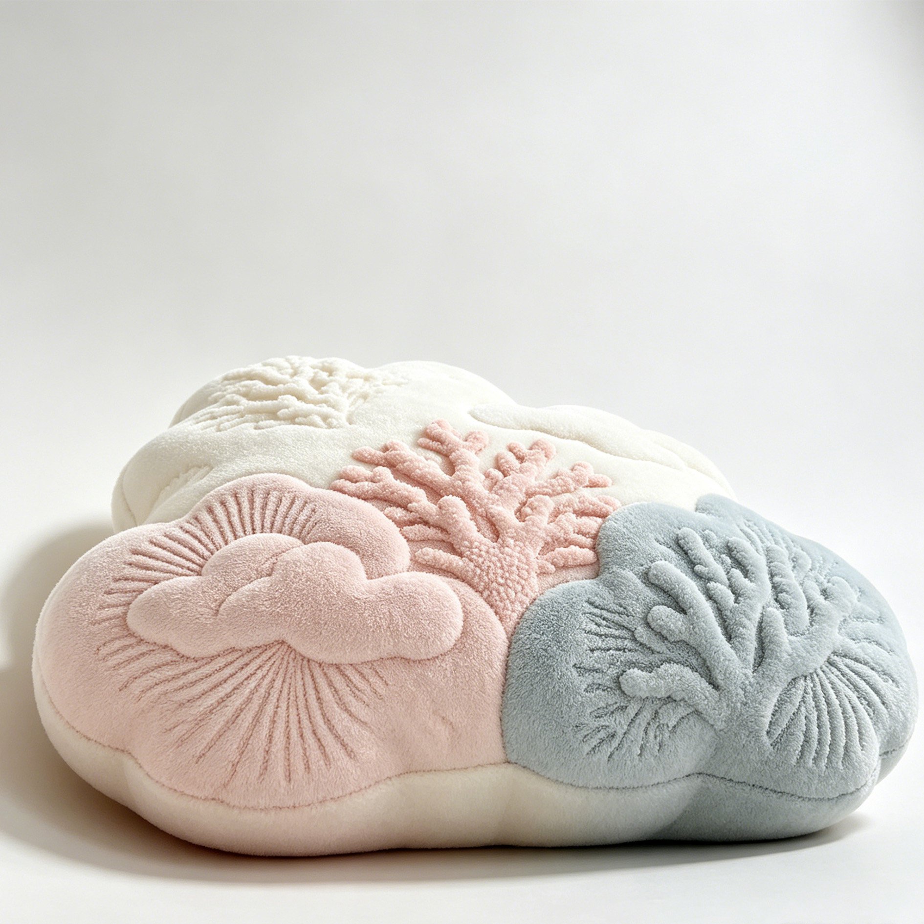 サンゴ色の雲型ぬいぐるみ枕2個セットの全体画像