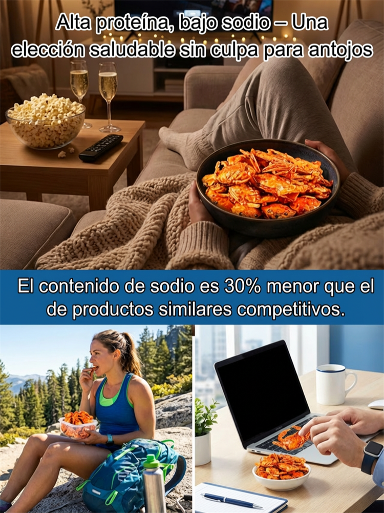 Botanas de Cangrejo de Mar Picante - Ricas en Proteína, Bajas en Sodio