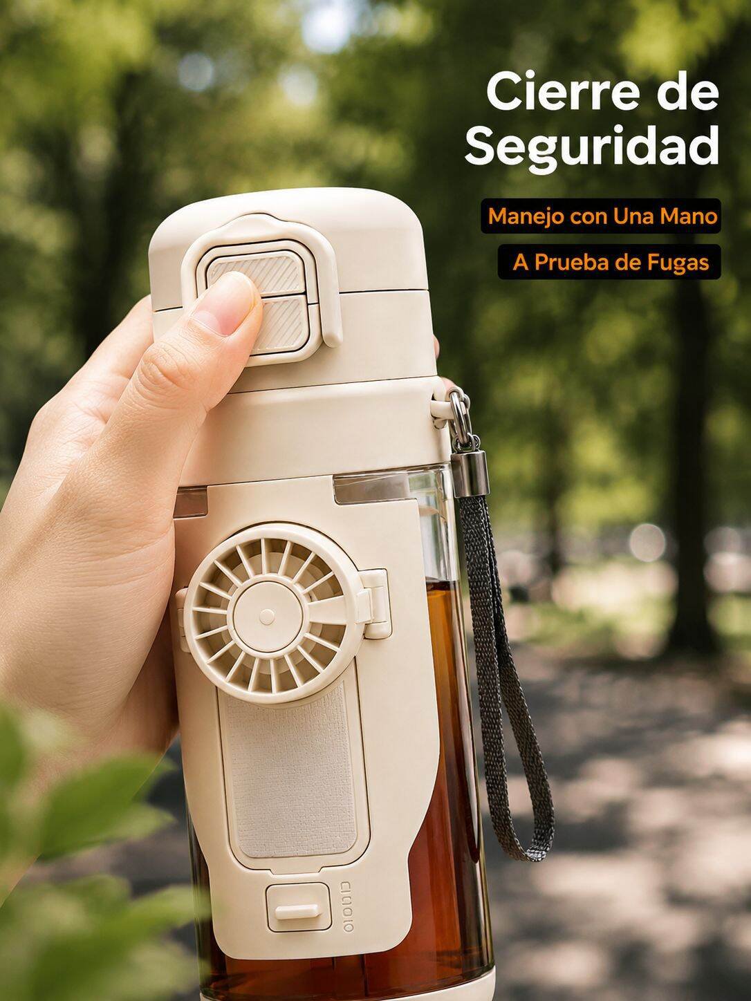 Botella deportiva con ventilador de diseño elegante