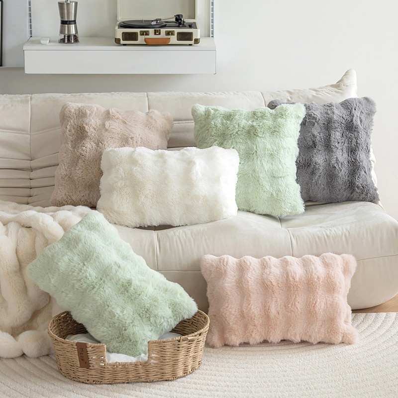Plush Throw Pillow Cover for Living Room Simple Style