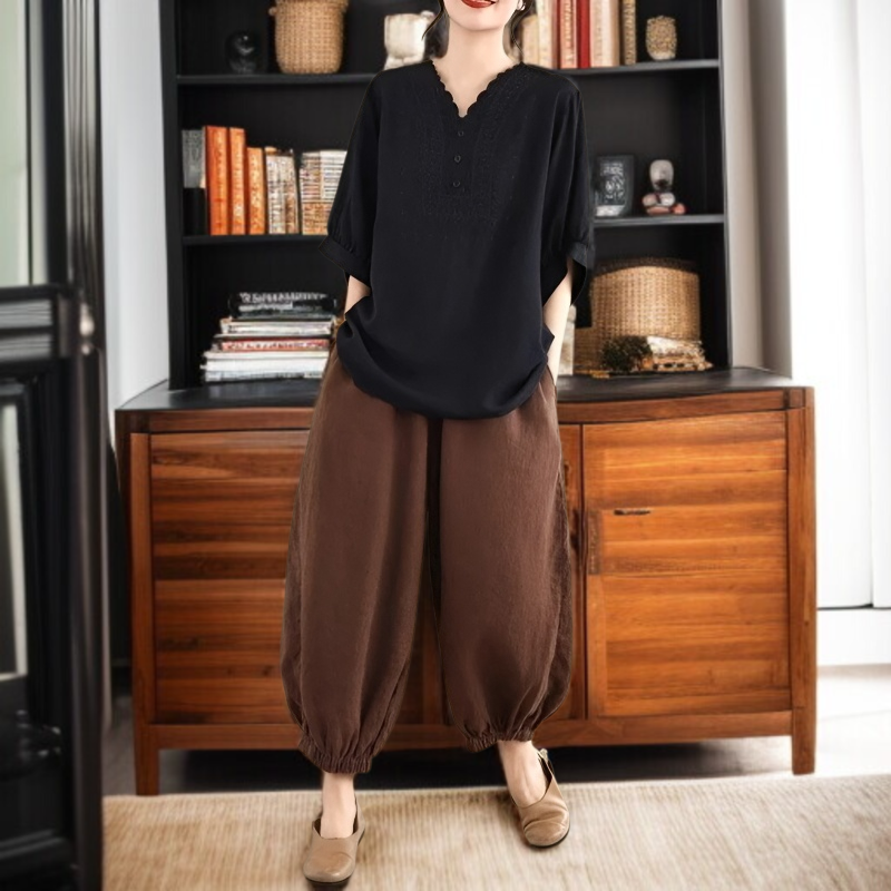 시원하고 편안한 여성용 상의 착용 예시