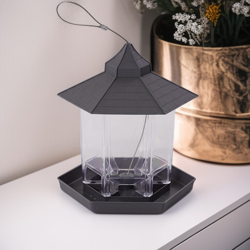 Green pavilion style bird feeder cage