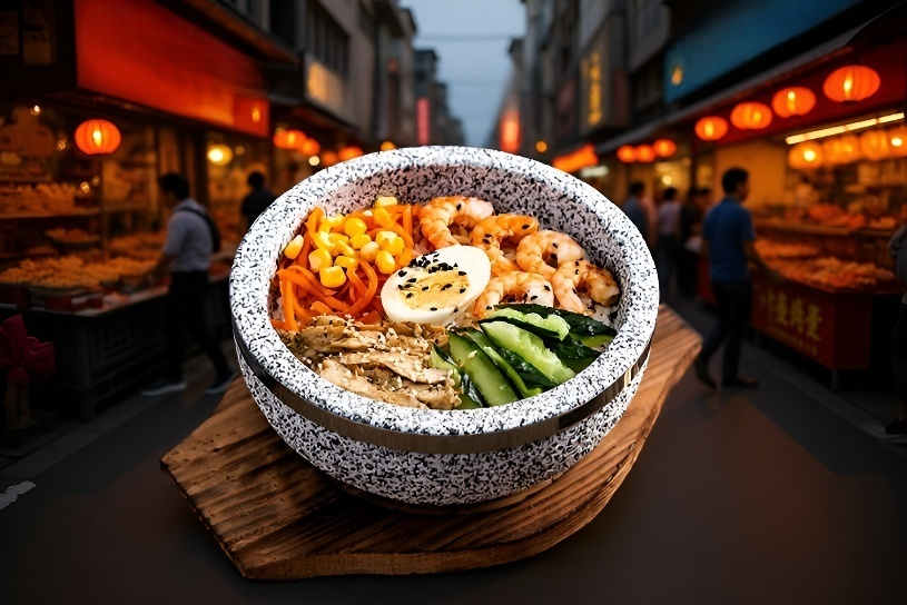 전통적인 스타일의 밥솥과 현대 주방