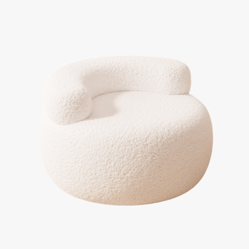 Tabouret bas rembourré style crème en peau d'agneau pour la maison
