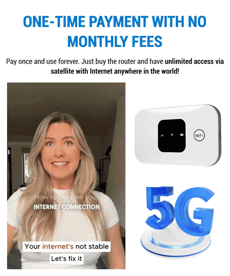 【Lifetime Free】Your Pocket 5G WiFi Router, Strong signal, fast network speed
