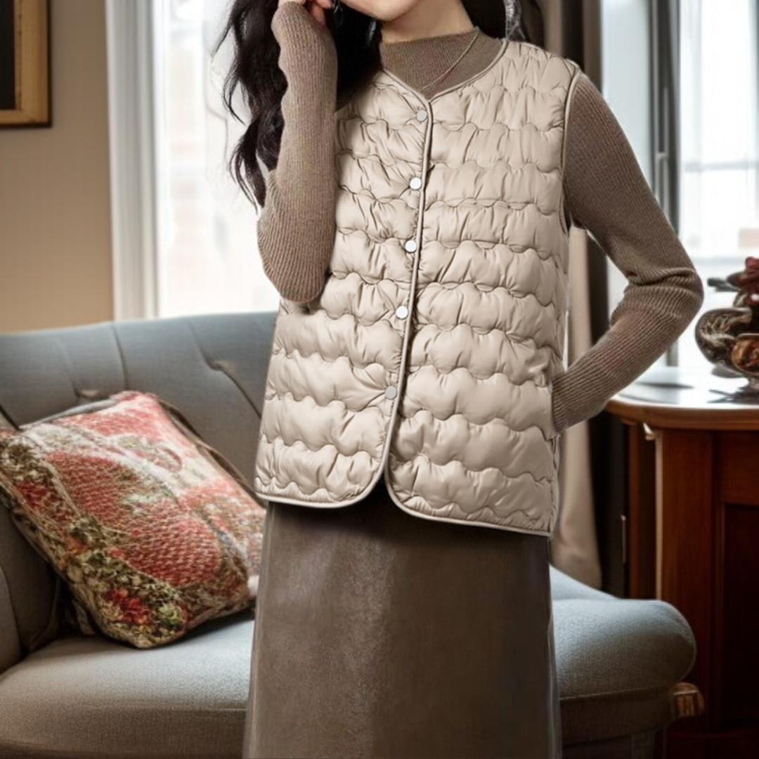 Women's short round neck warm cotton vest