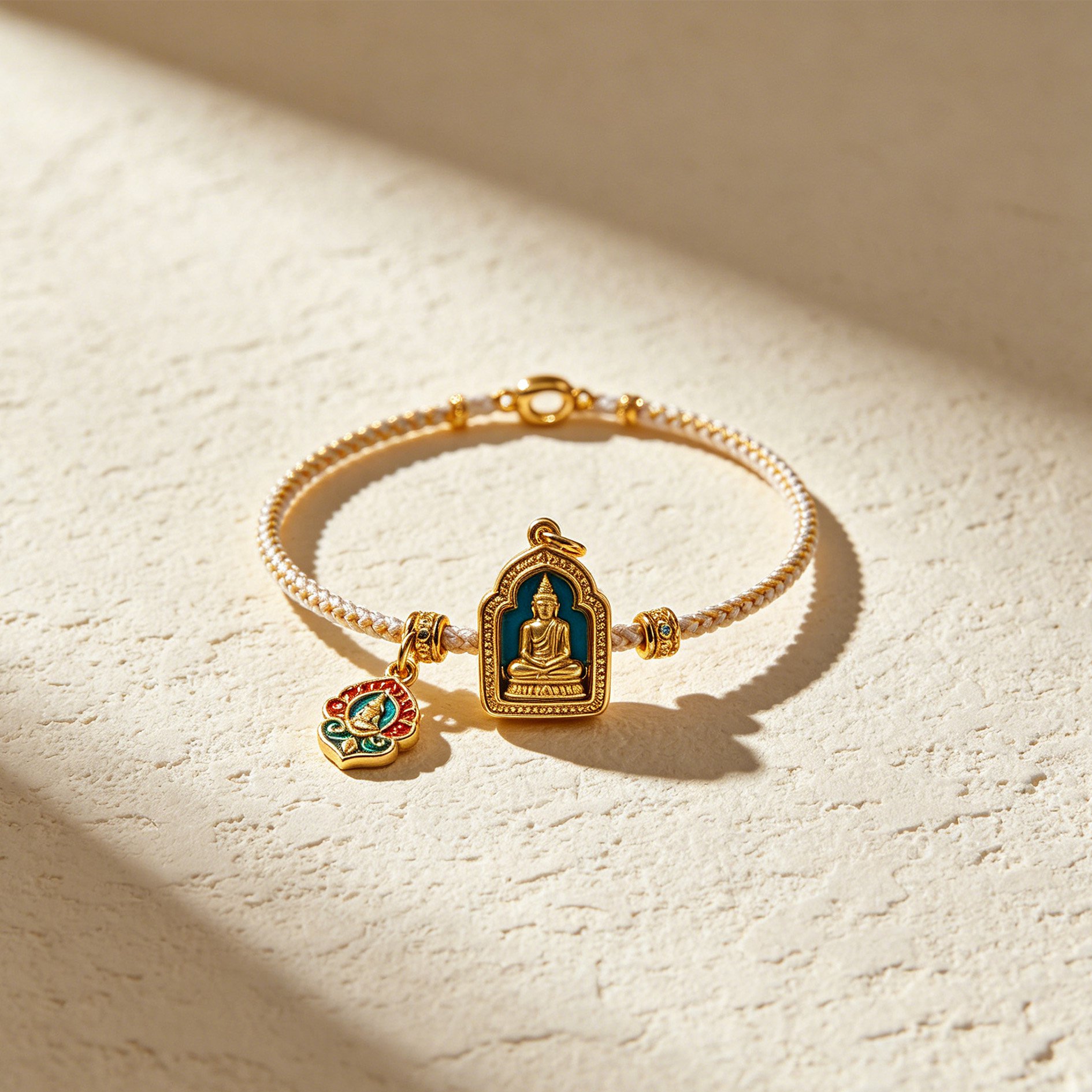 รายละเอียดจี้พระพุทธรูปบนสร้อยข้อมือ
