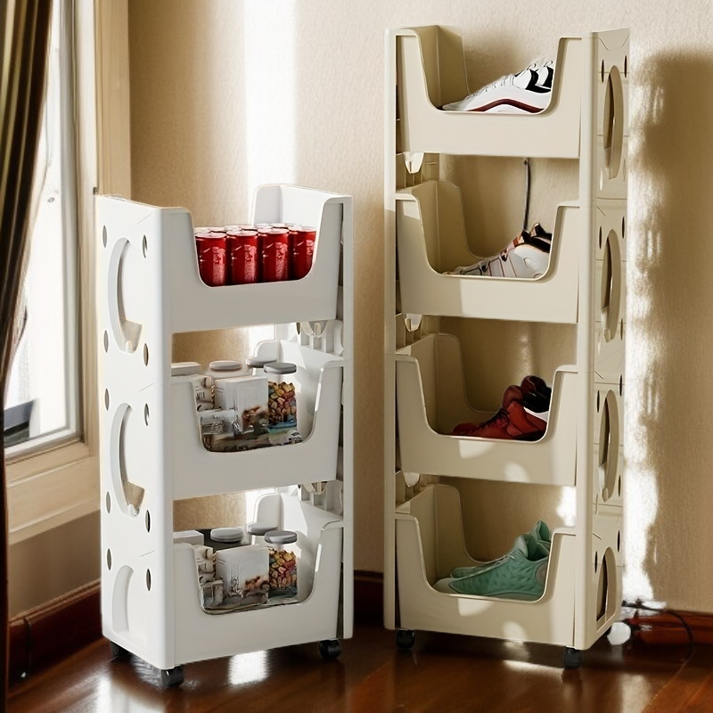 Movable Multi-Purpose Clear Storage Cart for Home, Dorm, Office, Space Saving