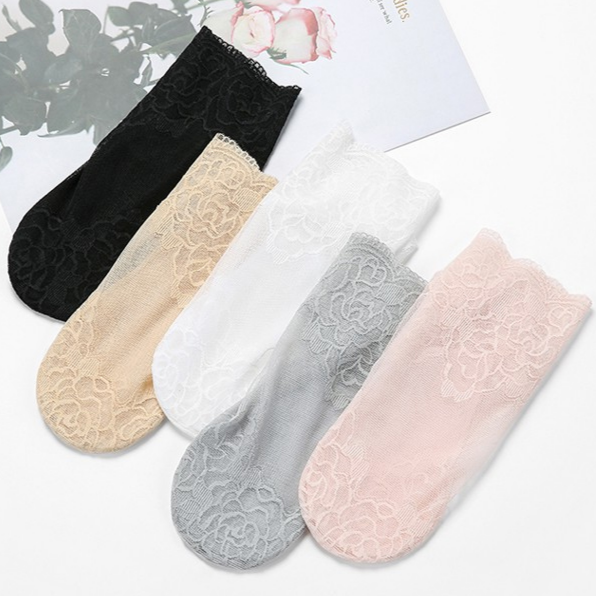Hollow Lace Rose Lace Socks