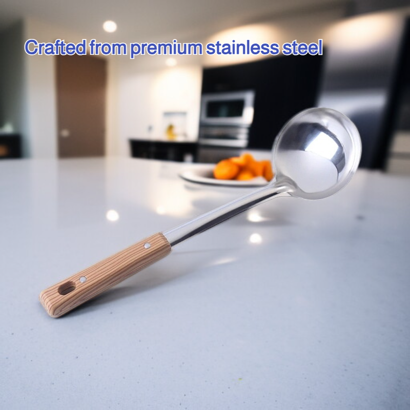 Stainless steel spatula set with imitation wood handle