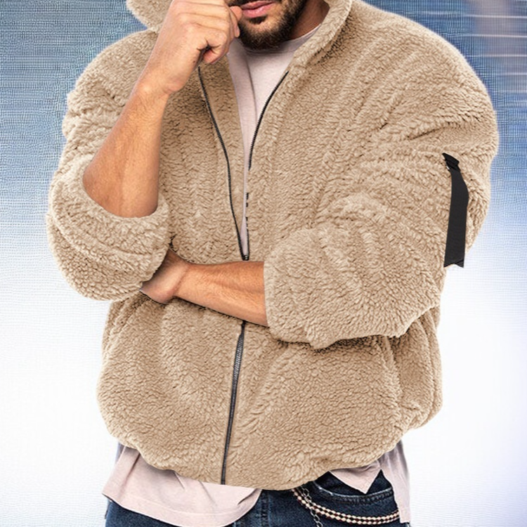 실용적인 지퍼 디테일 남성 코트 사진