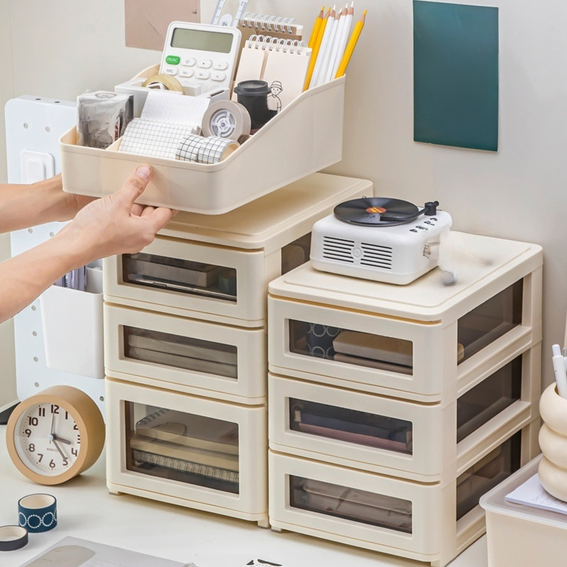  Drawer Desktop Organizer Box - Multi-compartment Storage for Office Supplies and Cosmetics