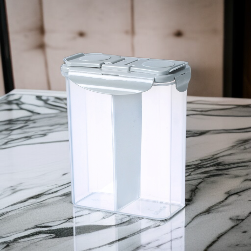 Plastic airtight storage containers for grains and cereals.