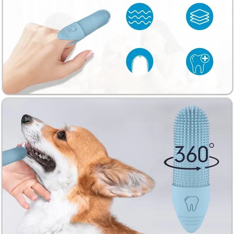ペット用360度回転シリコンフィンガー歯ブラシ