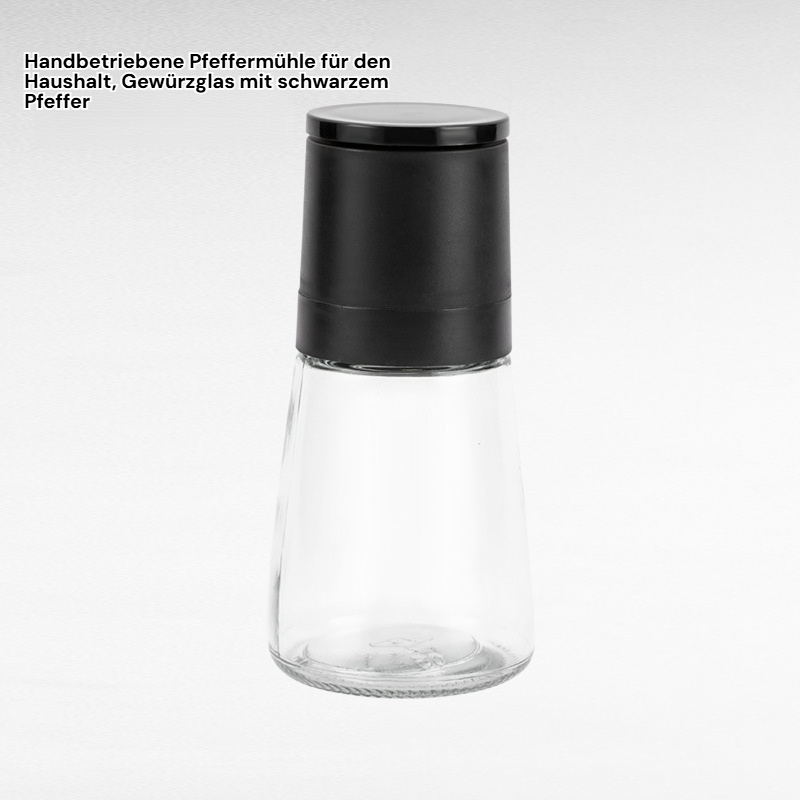 Handbetriebene Pfeffermühle für den Haushalt, Gewürzglas mit schwarzem Pfeffer