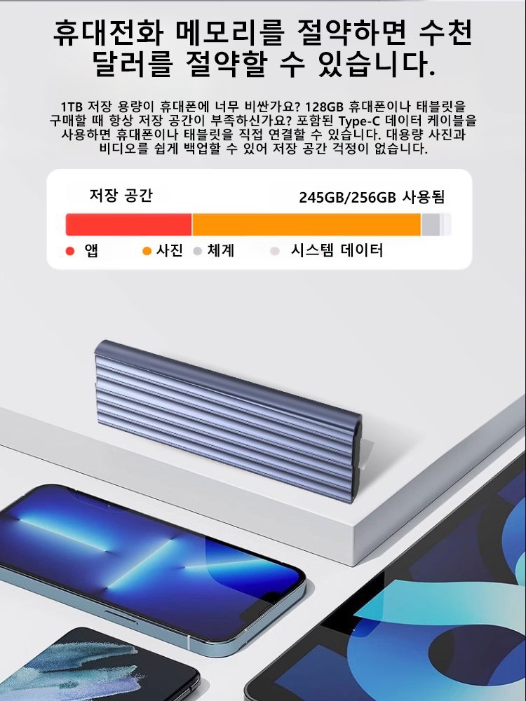 16TB 대용량 Type-C 포터블 미니 SSD【다수의 권위 있는 인증 완료】