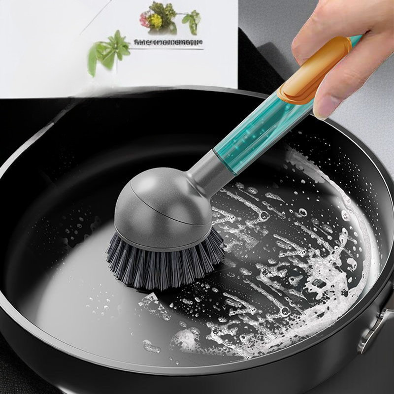 주방 전용 청소 브러쉬 다용도 긴 손잡이 브러쉬 피부 손상 없는 펌핑 액체 청소 브러쉬 주방 청소 브러쉬 세트