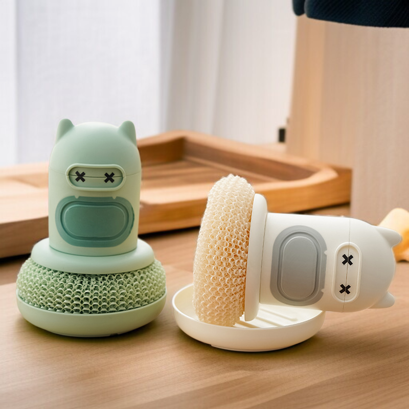큐티 캐릭터 주방 청소 브러쉬 자동 액체 오염 제거 청소 브러쉬 냄비 브러쉬 펌프식 청소 브러쉬