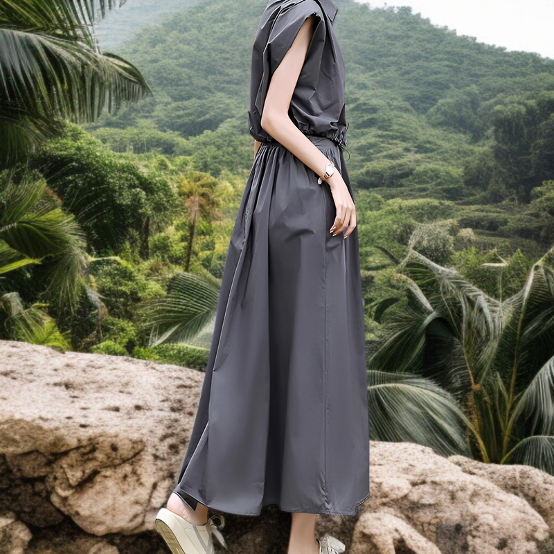 트렌디한 여름옷 하이웨스트 원피스 투피스 여자 상의 여자 스커트 날씬해 보이는 미디 스커트