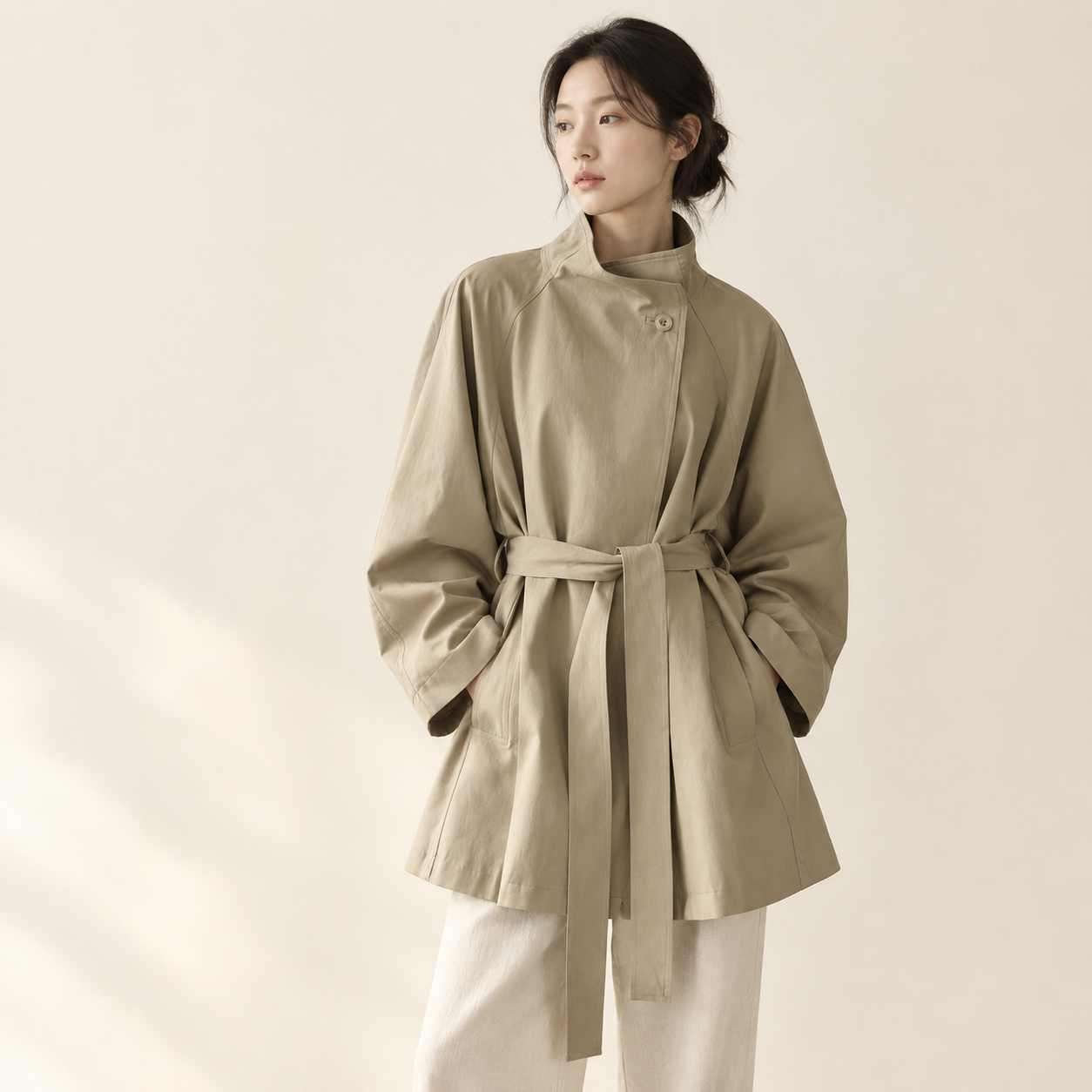 봄가을 신상 영국풍 허리라인 중장 트렌치코트