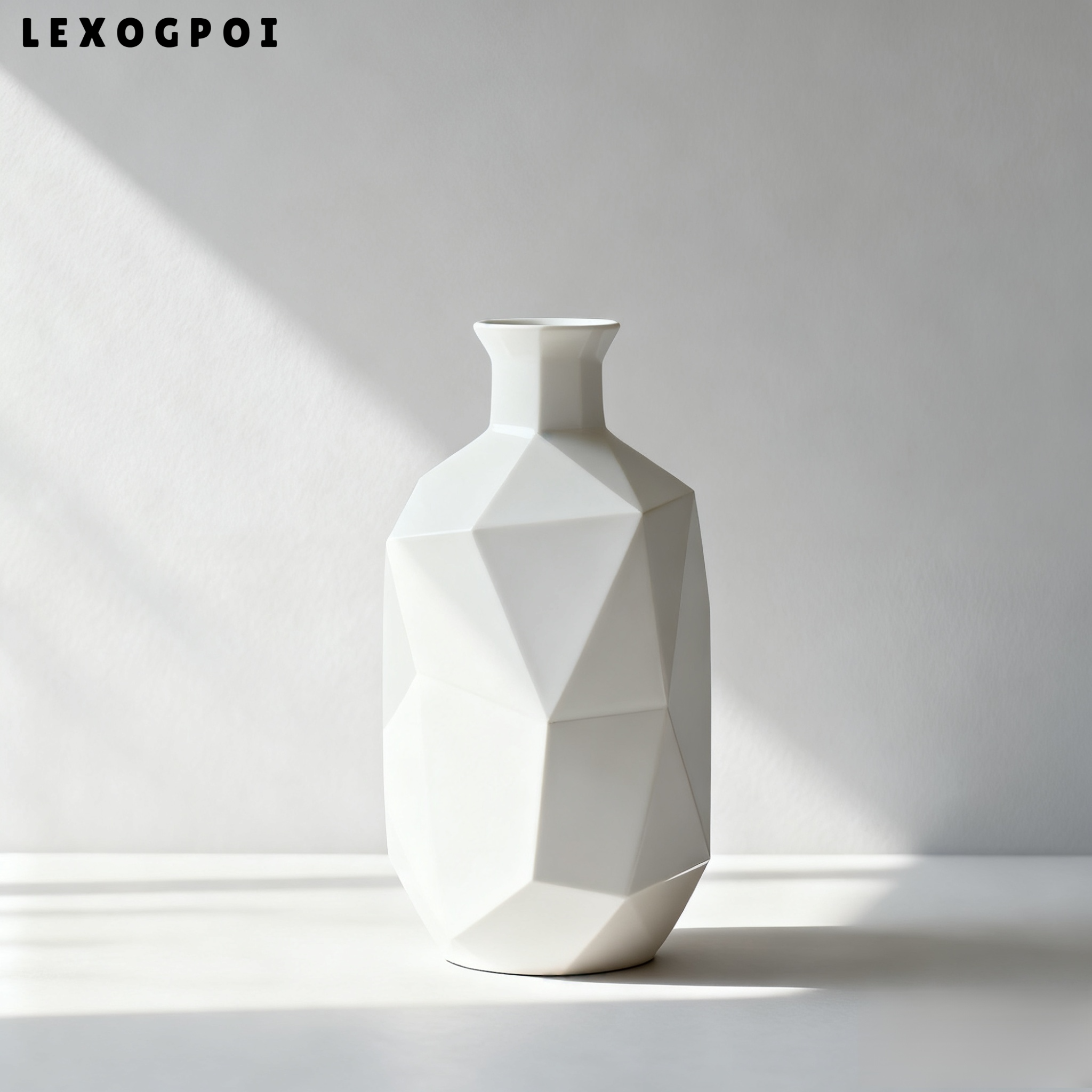 기하학적 면 처리된 세라믹 꽃병