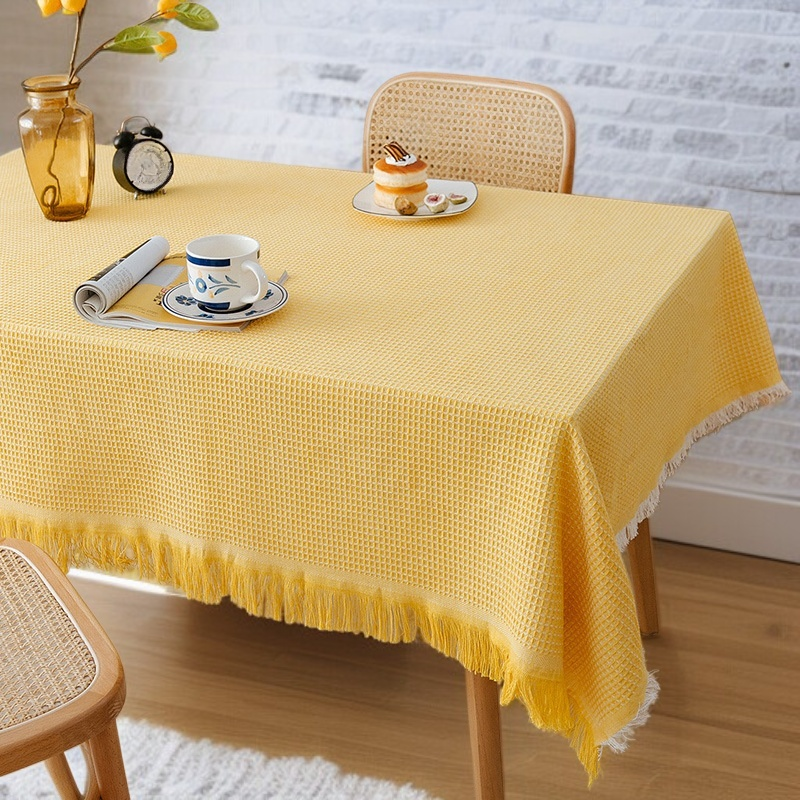 일본식 단색 코튼과 리넨 식탁보